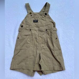 OshKosh baby kids overalls cotton tan beige 18 months 18m shortalls button legs